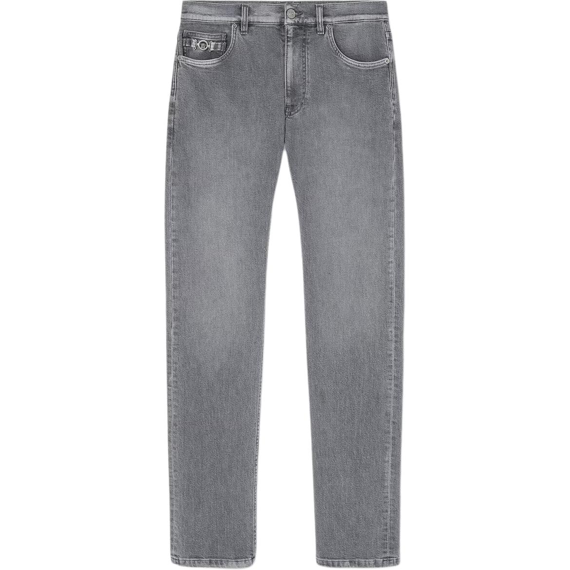 VERSACE SS24  Low-Rise Slim Fit Five-Pocket Jeans - Gray 1011693-1A11274-1D280