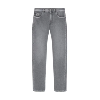 VERSACE SS24 Low-Rise Slim Fit Five-Pocket Jeans - Gray 1011693-1A11274-1D280