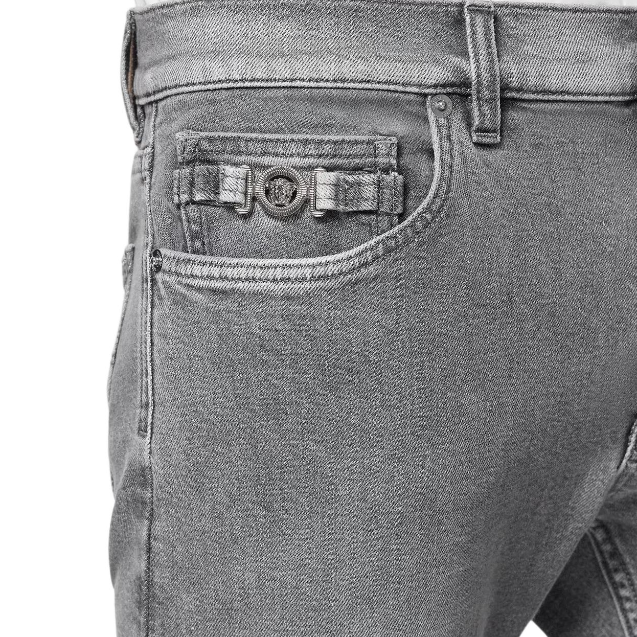 VERSACE SS24  Low-Rise Slim Fit Five-Pocket Jeans - Gray 1011693-1A11274-1D280 圖 6