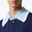 Purchase VERSACE SS24 Jersey de Punto Azul Marino con Cuello Contraste y Botonadura Simple. 1012986-1A09351-1UI2