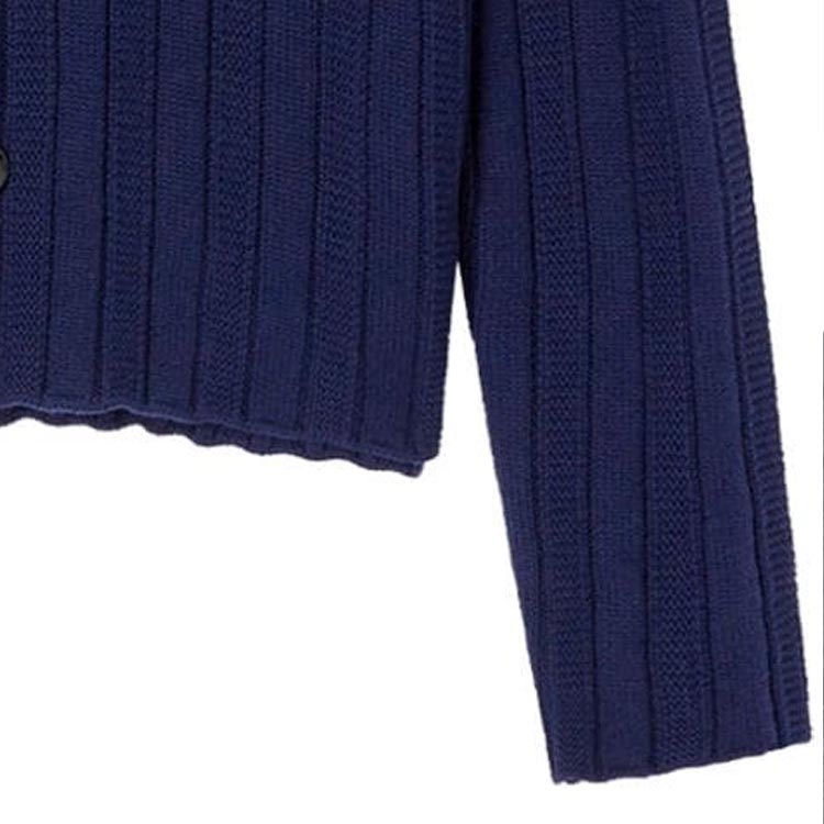 Cheap VERSACE SS24 Jersey de Punto Azul Marino con Cuello Contraste y Botonadura Simple. 1012986-1A09351-1UI2