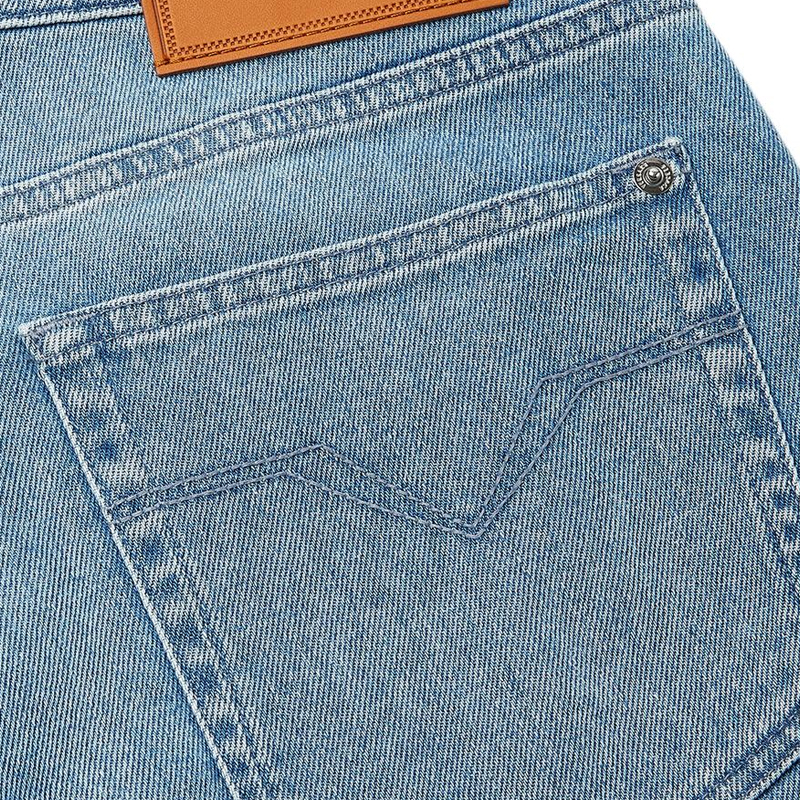 Purchase VERSACE SS24  Slim Fit Logo Patch Straight Jeans - Blue 1011693-1A11913-1D380