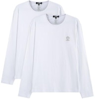 VERSACE SS24 Slim Fit Logo Print Long Sleeve Crewneck T-Shirt 2-Pack White AU10197-1A10011-A1001 VERSACE SS24 Slim Fit Logo Print Long Sleeve Crewneck T-Shirt 2-Pack White AU10197-1A10011-A1001
