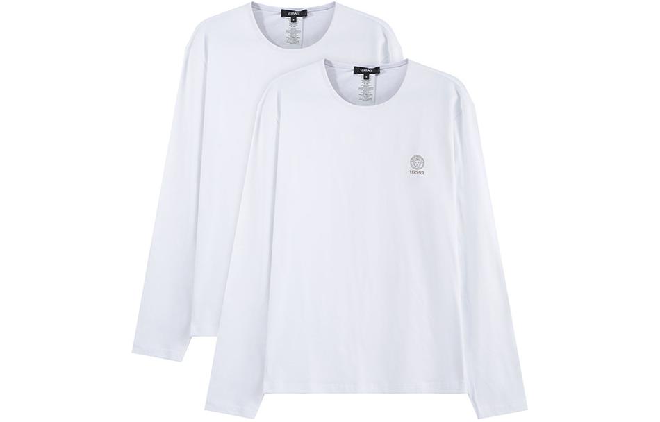 Order 范思哲 SS24 修身印花长袖圆领T恤 双包装 白色 AU10197-1A10011-A1001