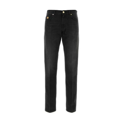 Versace SS24 Solid Straight-Leg Casual Jeans Black 1010816-1A09587-1D510