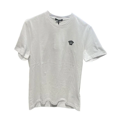 VERSACE SS24 White Crewneck Logo Patch Short Sleeve T-Shirt. A89500S-A230901-2W020