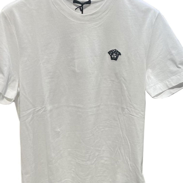 Purchase VERSACE SS24 白色圓領標誌短袖T恤。 A89500S-A230901-2W020