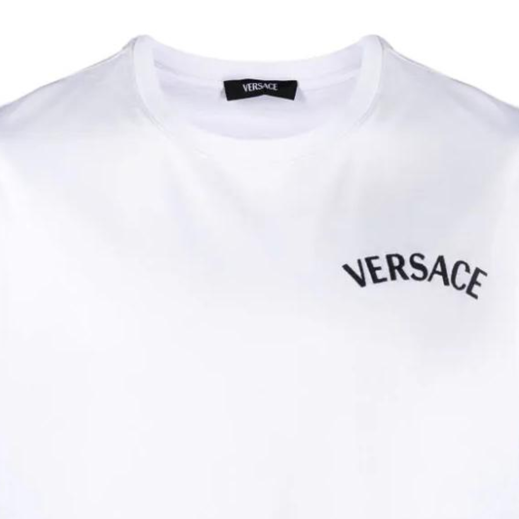 VERSACE SS24  White Logo Embroidered Crewneck Casual T-Shirt 1013302-1A09865-1W010 圖 6