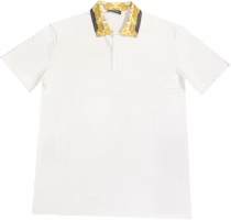 VERSACE SS24 White Logo Trim Short-Sleeve Polo Shirt. 1012260-1A08837-2W110 VERSACE SS24 White Logo Trim Short-Sleeve Polo Shirt. 1012260-1A08837-2W110