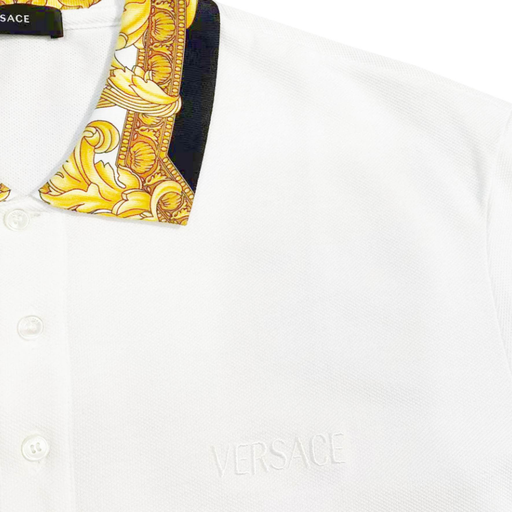 Details for VERSACE SS24 白色標誌滾邊短袖POLO衫 1012260-1A08837-2W110
