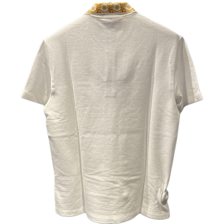 Lookbook VERSACE SS24  White Polo Shirt with Embroidered Logo Print Design. 1012260-1A10242-2W110