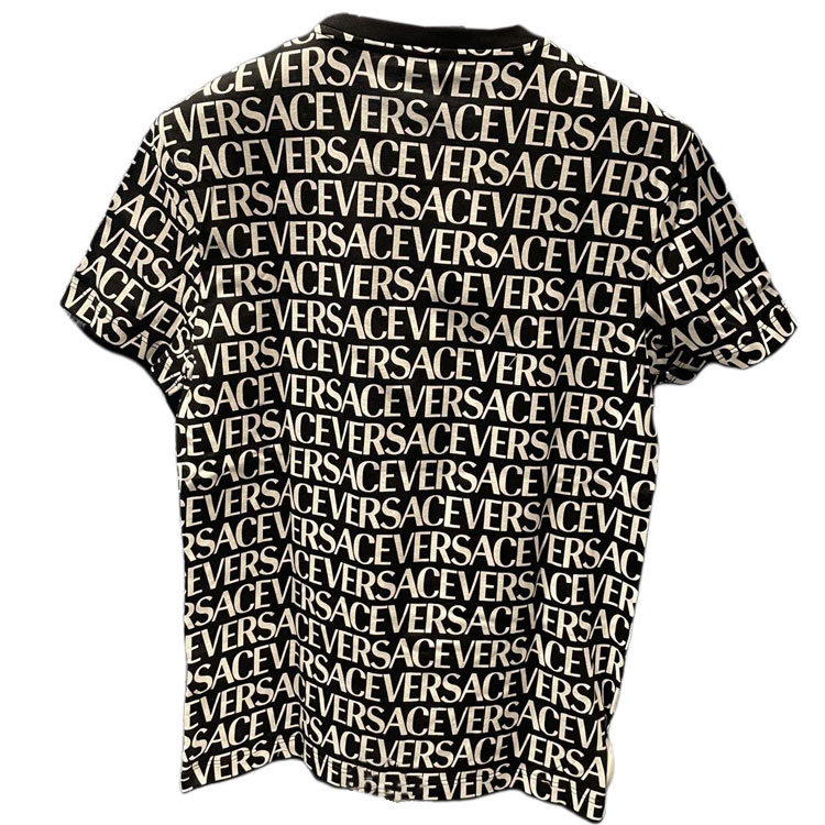 Lookbook VERSACE SS24 All-over Logo Print Pullover T-Shirt Black 1015243-1A10783-5B040
