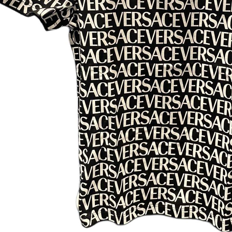 Purchase VERSACE SS24 All-over Logo Print Pullover T-Shirt Black 1015243-1A10783-5B040
