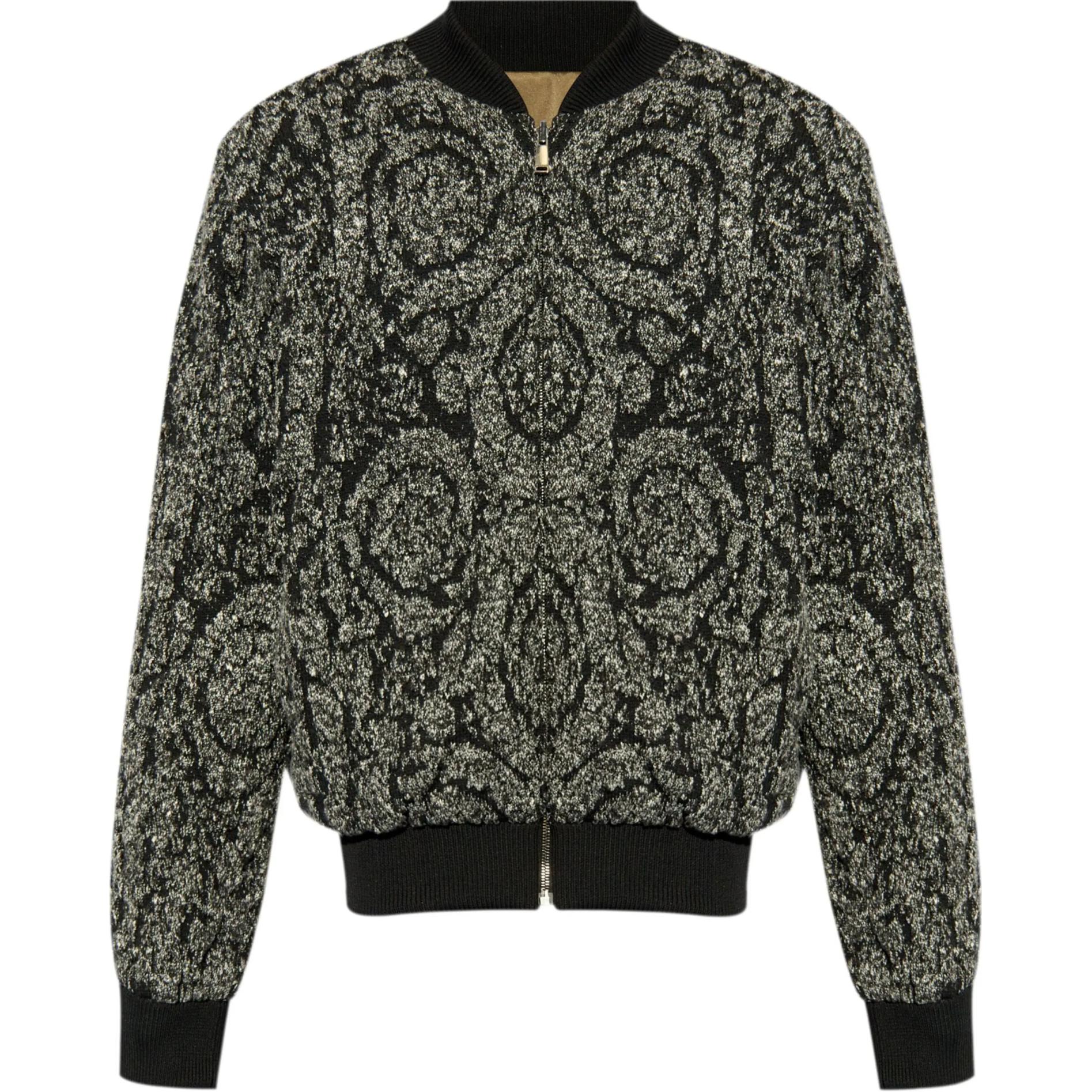 Versace SS24 Baroque Print Reversible Long Sleeve Jacket Black 1013860-1A11232-2B050