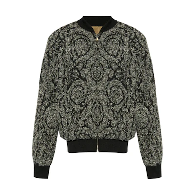 Versace SS24 Baroque Print Reversible Long Sleeve Jacket Black 1013860-1A11232-2B050