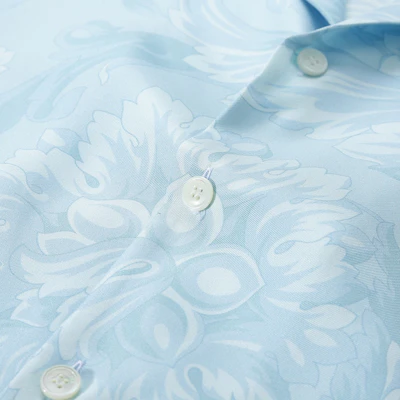 Versace SS24 巴洛克印花單排扣夏威夷襯衫 天藍 男款 1003926-1A09582-5U940 Sizing Versace SS24 巴洛克印花單排扣夏威夷襯衫 天藍 男款 1003926-1A09582-5U940