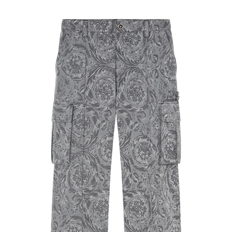 Sizing VERSACE SS24 Baroque Print Straight-Leg Cargo Pants Men’s Grey 1016245-1A11379-2BO70