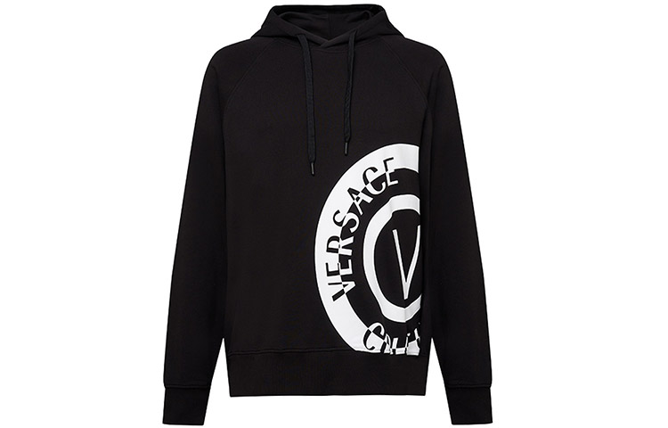 Versace SS24 Black Hoodie with Letter Logo Print 76GAIT05-CF01T-899