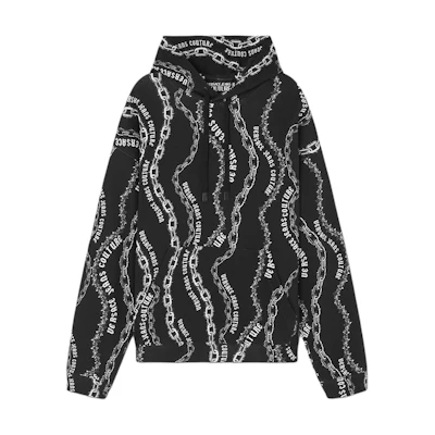 Versace SS24 Black Hoodie with Logo Print E77GAI3-L0EFS16-0E899