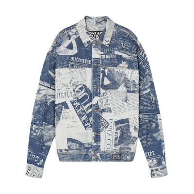 Versace SS24 Blue Letter Print Patchwork Short Jacket E76GAS40C-EDW074SS0-E904