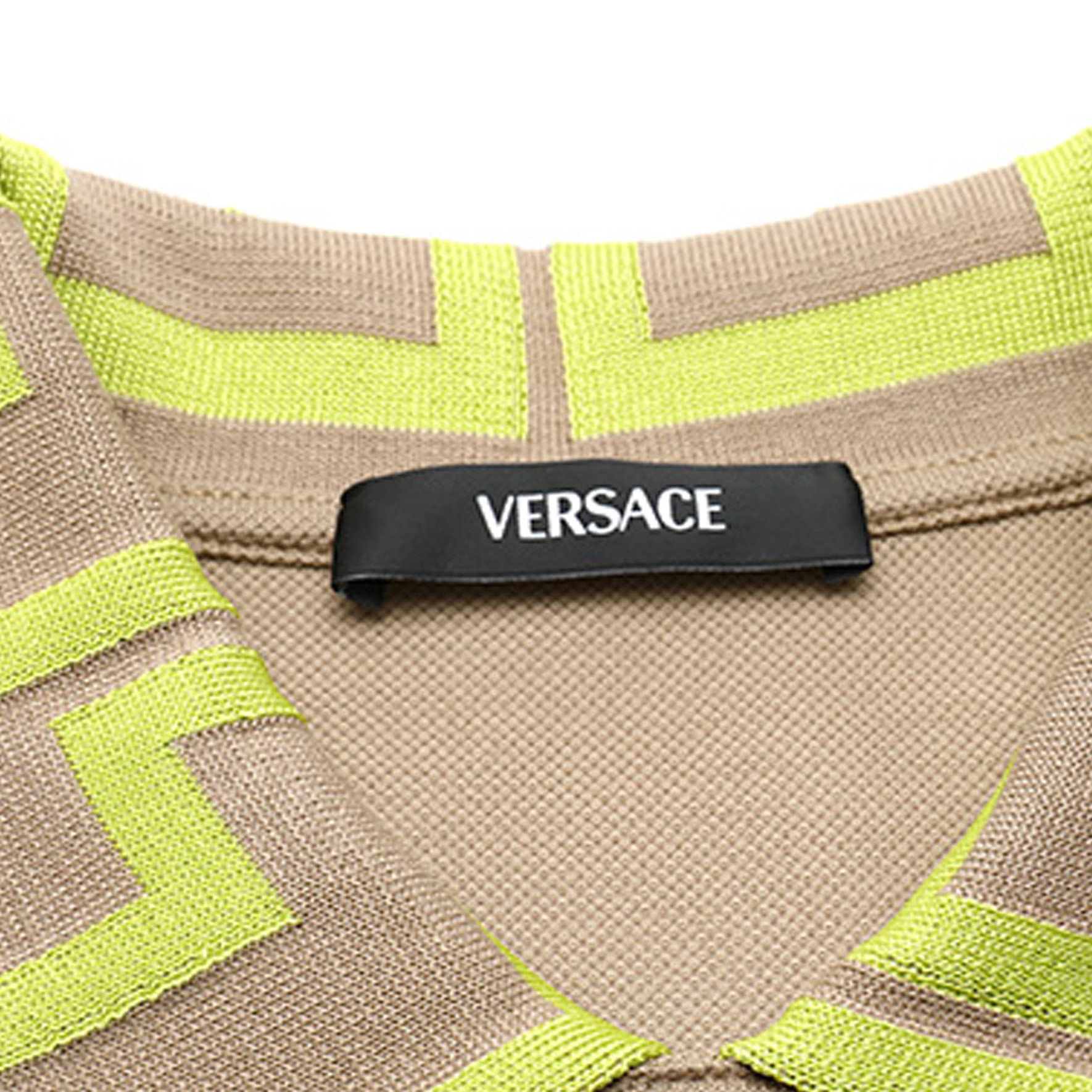 Details for 范思哲 SS24 拼色刺绣标志休闲短袖男士卡其色POLO衫 A89492-1A04867-2KF90