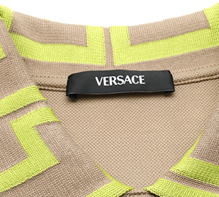 ヴェルサーチ SS24 カラーブロック ロゴ刺繍 カジュアル 半袖ポロ カーキ メンズ A89492-1A04867-2KF90 Details for ヴェルサーチ SS24 カラーブロック ロゴ刺繍 カジュアル 半袖ポロ カーキ メンズ A89492-1A04867-2KF90