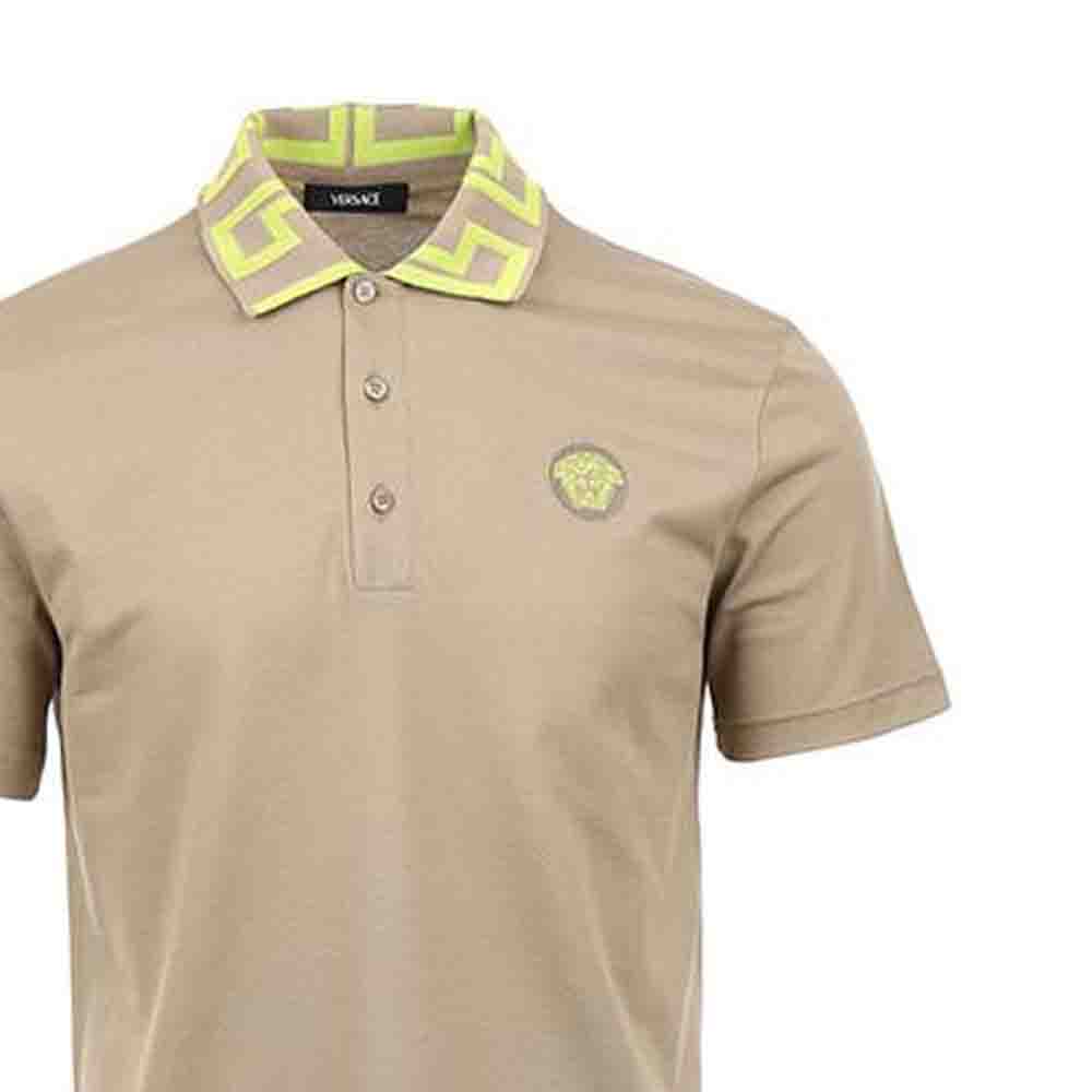 Sizing 范思哲 SS24 拼色刺绣标志休闲短袖男士卡其色POLO衫 A89492-1A04867-2KF90