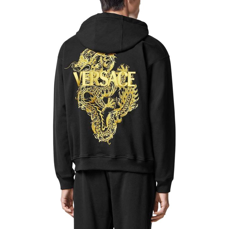 VERSACE SS24 Dragon Logo Hoodie Black  Pullover. 1014550-1A10374-2B150 圖 4