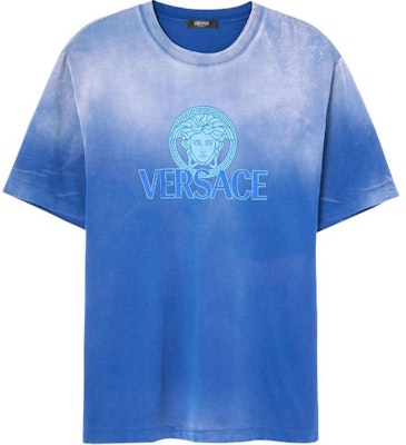 ヴェルサーチ SS24 グラデーションロゴプリント クルーネックTシャツ ネイビーブルー 1013302-1A09864-1UI10 Buy ヴェルサーチ SS24 グラデーションロゴプリント クルーネックTシャツ ネイビーブルー 1013302-1A09864-1UI10