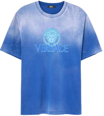 ヴェルサーチ SS24 グラデーションロゴプリント クルーネックTシャツ ネイビーブルー 1013302-1A09864-1UI10 Order ヴェルサーチ SS24 グラデーションロゴプリント クルーネックTシャツ ネイビーブルー 1013302-1A09864-1UI10