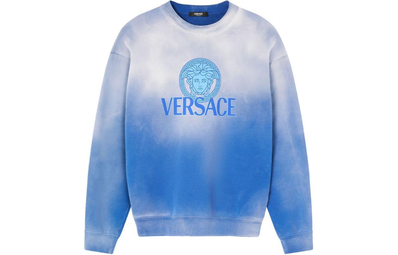Order Versace SS24 漸層標誌印花藍色長袖圓領衛衣 1013969-1A09921-1UI10