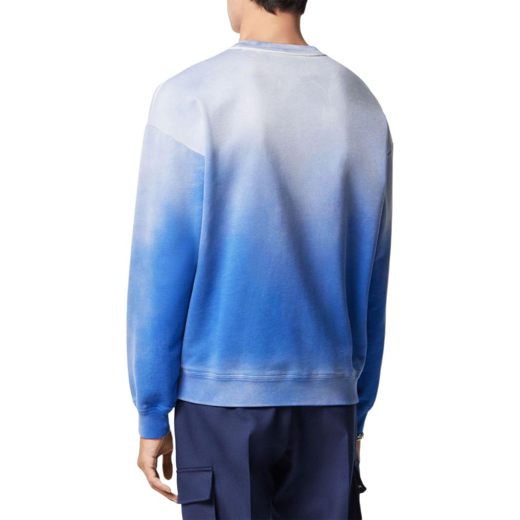 Shop Versace SS24 漸層標誌印花藍色長袖圓領衛衣 1013969-1A09921-1UI10