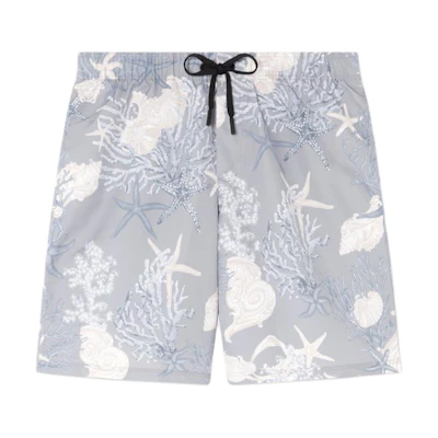 VERSACE SS24 La Vacanza Starfish Seashell Print Blue Beach Shorts Men’s Loose Fit 1016218-1A11347-5E360