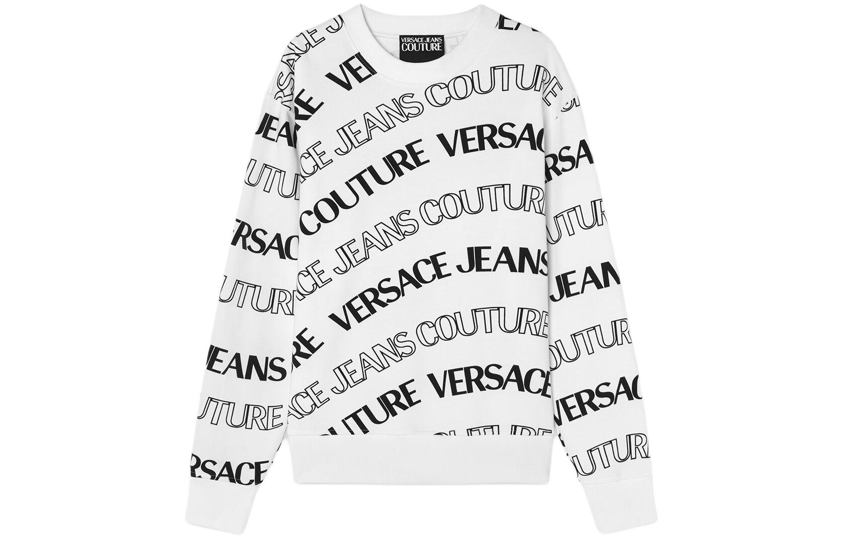Versace SS24 Logo Print Crewneck Long Sleeve Sweatshirt White Male E76GAI3R0-EFS129-E003