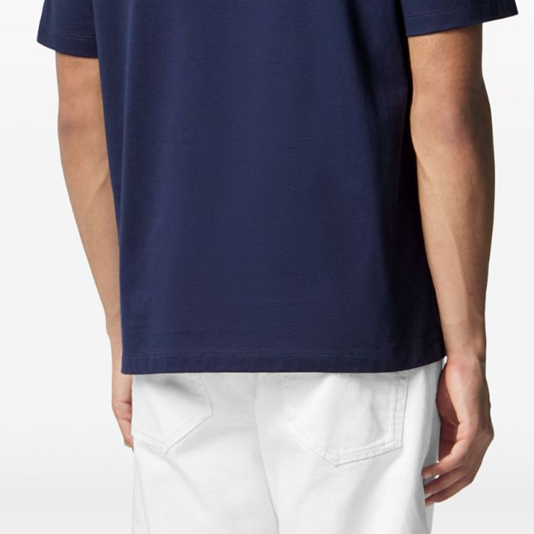 Sizing VERSACE SS24 Logo Print Navy Blue Casual Crewneck T-Shirt for Men. 1013302-1A09867-1UI20