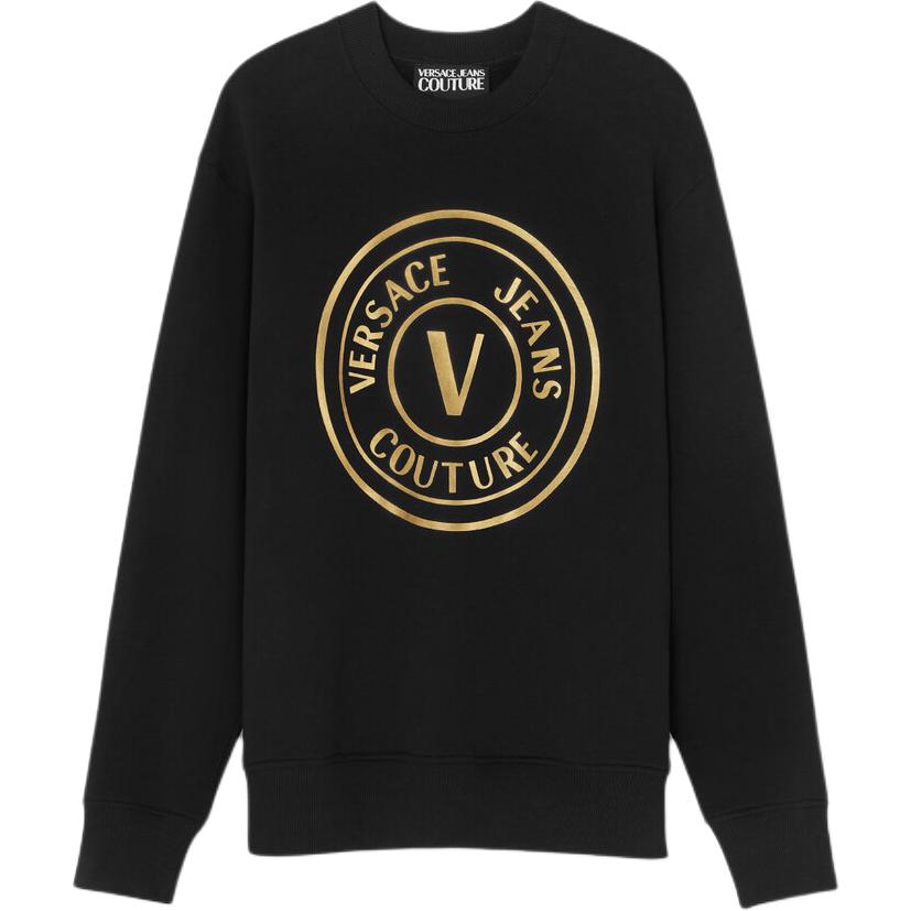Versace SS24 Logo Print Oversized Crewneck Sweatshirt Men’s Black E77GAIT01-ECF00T-EG89