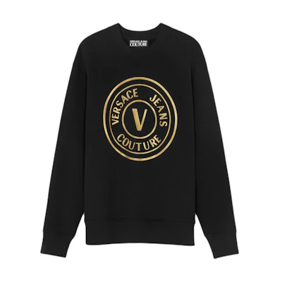 Versace SS24 Logo Print Oversized Crewneck Sweatshirt Men’s Black E77GAIT01-ECF00T-EG89