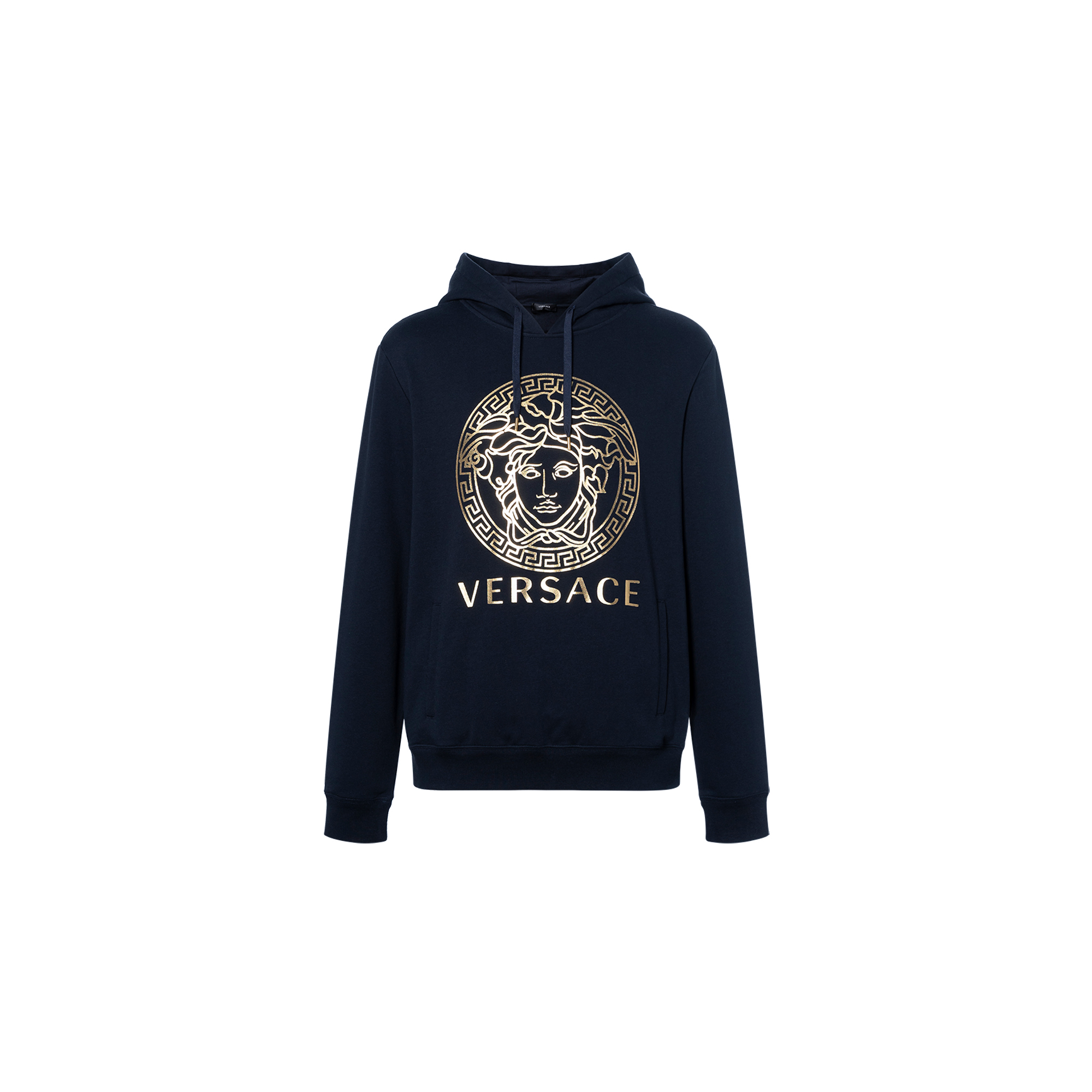 Versace SS24 Medusa Letter Print Navy Hoodie Long Sleeve A89514S-A234889-2U500