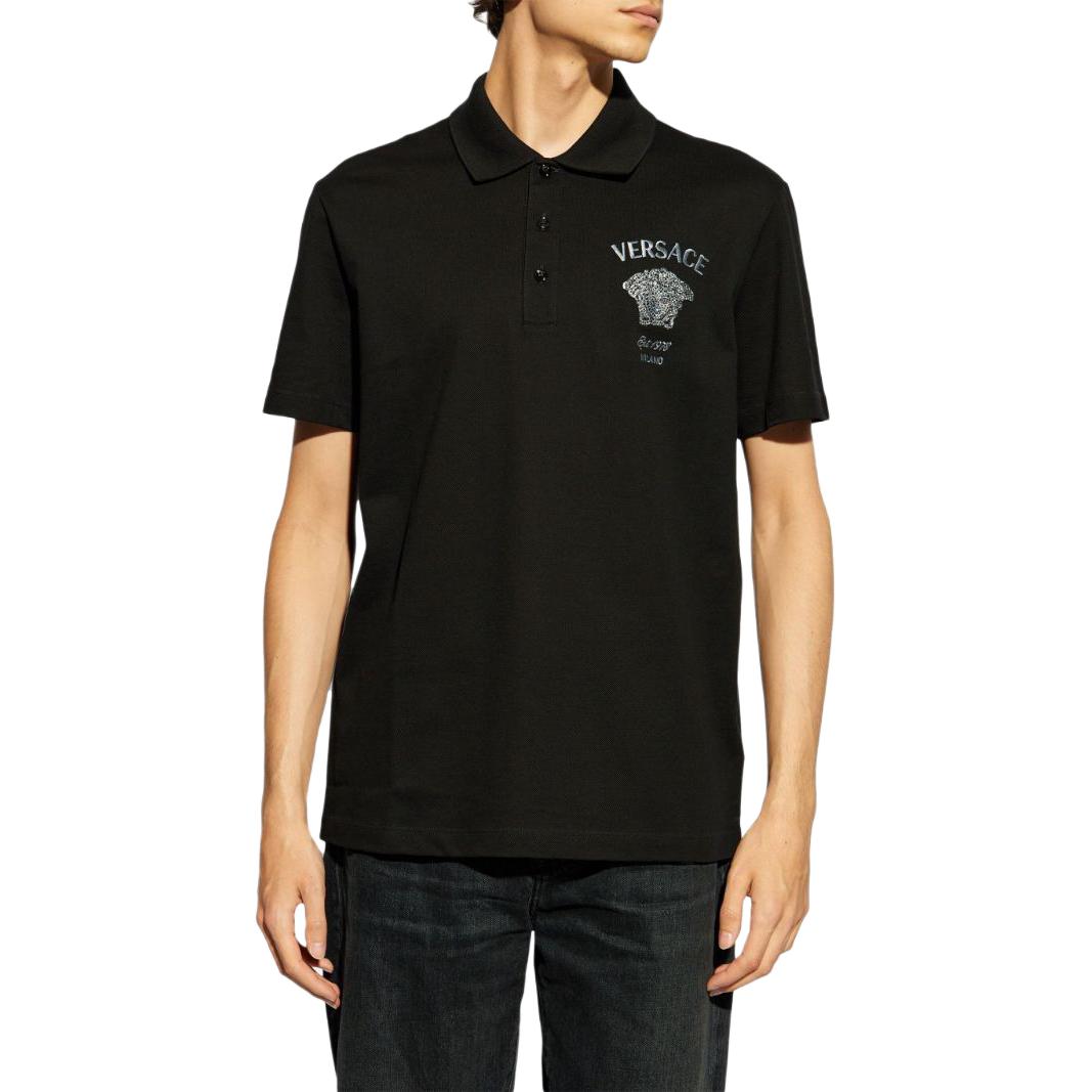 VERSACE SS24 Medusa Logo Short Sleeve Polo Shirt Men’s Black 1013906-1A11306 圖 3