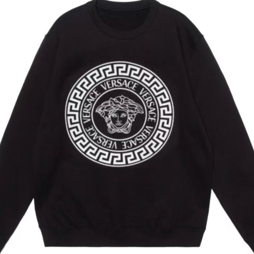 Shop VERSACE SS24 Medusa Print Crewneck Long Sleeve Sweatshirt Men’s Black 1011852-1A12064-2B020