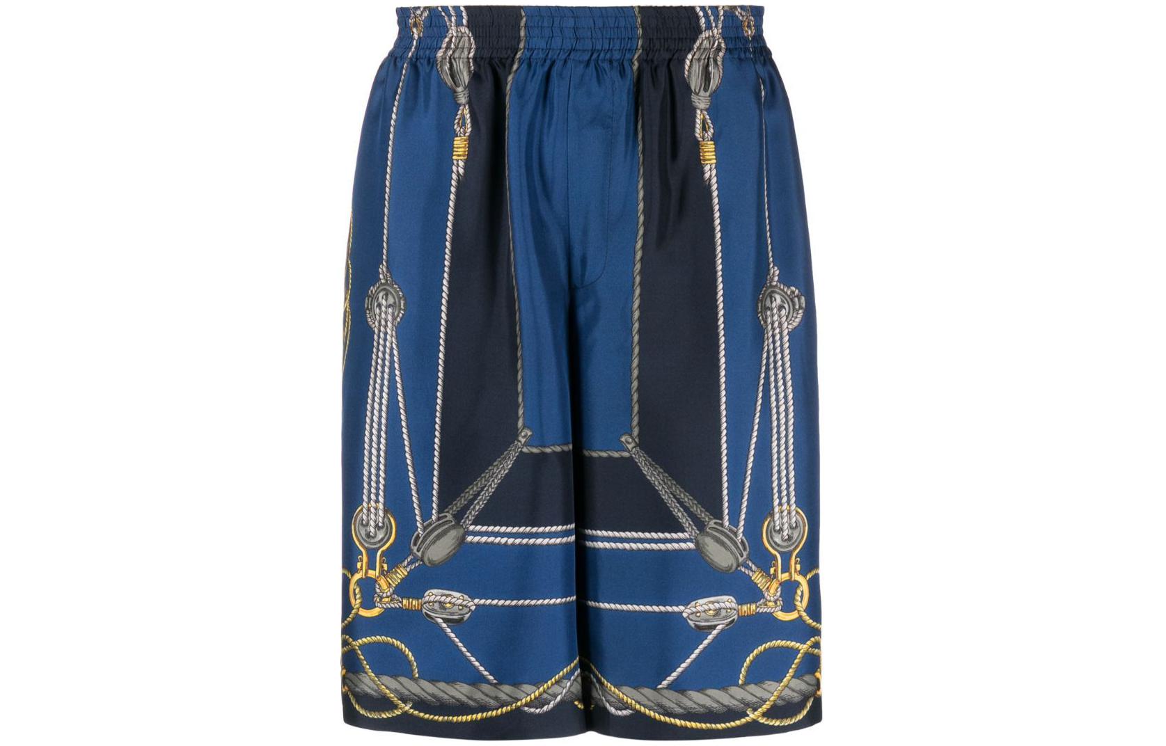 VERSACE SS24 Nautical Print Mid Waist Relaxed Fit Shorts Blue Men 1002476-1A09762-5U170