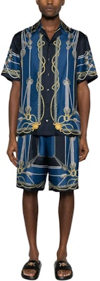 范思哲 SS24 海洋印花蓝色中腰宽松男士短裤 1002476-1A09762-5U170 Lookbook 范思哲 SS24 海洋印花蓝色中腰宽松男士短裤 1002476-1A09762-5U170