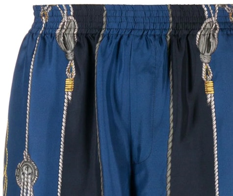 范思哲 SS24 海洋印花蓝色中腰宽松男士短裤 1002476-1A09762-5U170 Details for 范思哲 SS24 海洋印花蓝色中腰宽松男士短裤 1002476-1A09762-5U170