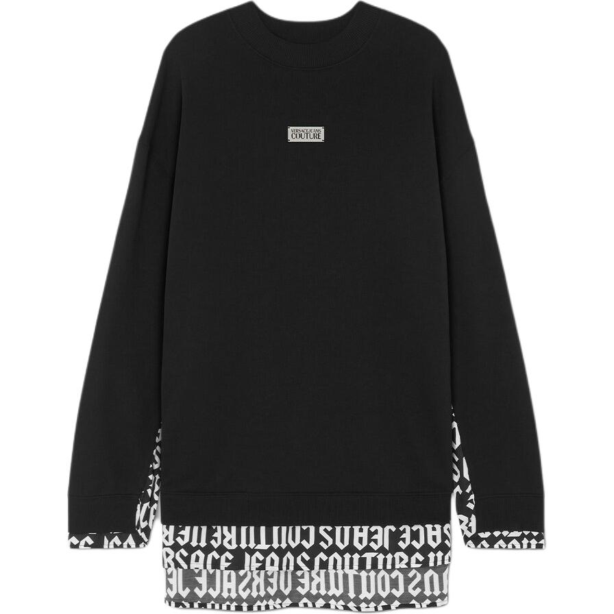 Versace SS24 Patchwork Logo Print Loose Fit Black Long-Sleeve Sweatshirt Men E77GAI350-EF0002-E899