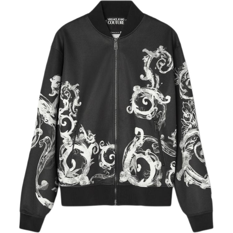 Versace SS24 Pattern Print Baseball Collar Jacket Black - Long Sleeve E76GAI30W-EFS136-E899
