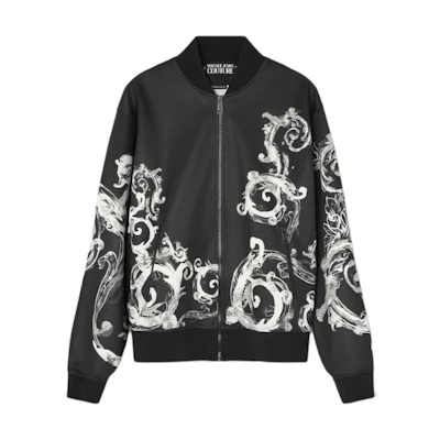 Versace SS24 Pattern Print Baseball Collar Jacket Black - Long Sleeve E76GAI30W-EFS136-E899