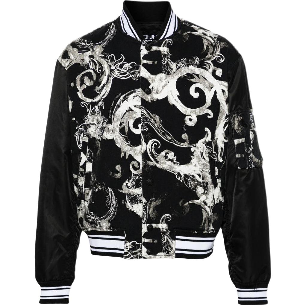 Versace SS24 Printed Single-Breasted Pilot Jacket Black 76GAS46M-ES084-L54