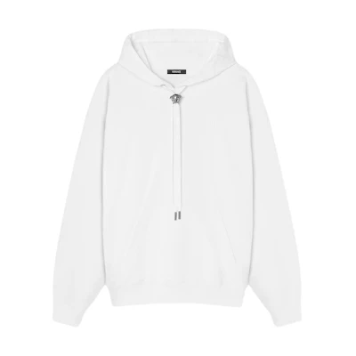 Versace SS24 Solid Color Drawstring Pullover Hoodie White 1008661-1A06213-1W000