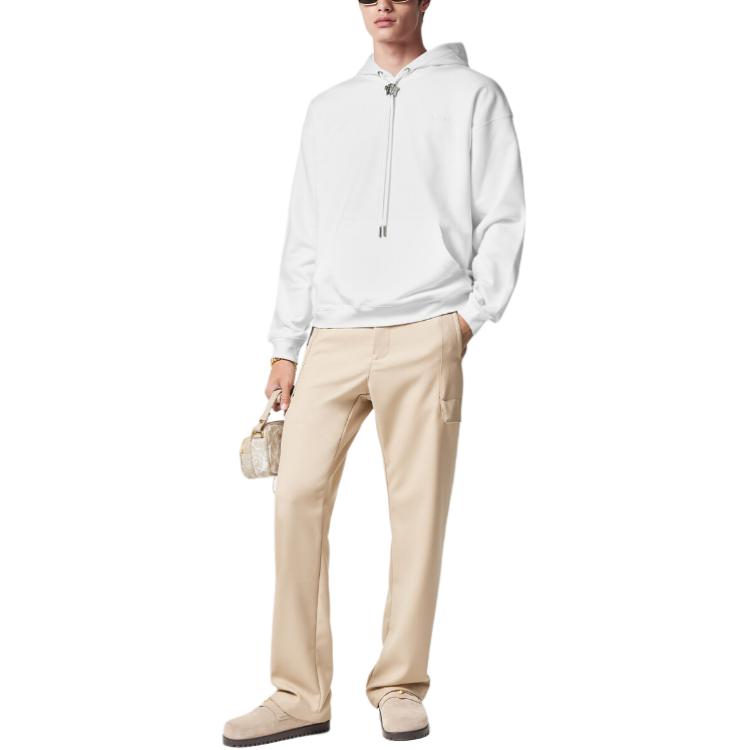 Lookbook Versace SS24 Hoodie Pullover Solid Color Putih dengan Tali Serut. 1008661-1A06213-1W000