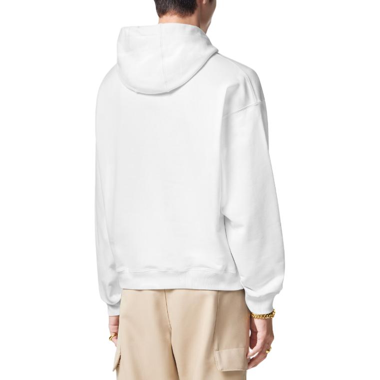 Shop Versace SS24 Hoodie Pullover Solid Color Putih dengan Tali Serut. 1008661-1A06213-1W000